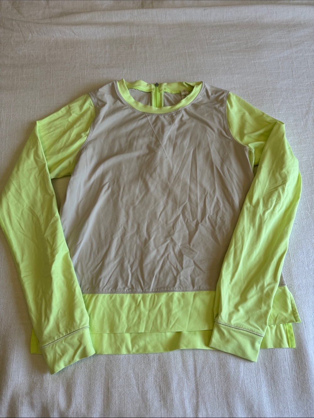 Lululemon Neon Yellow and Light Gray Long-Sleeve Active Pullover